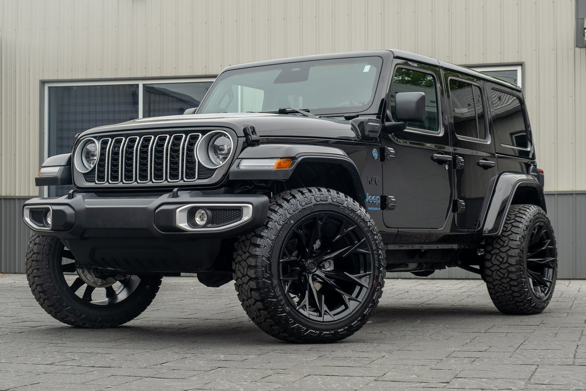 2025 Jeep Wrangler Sahara 4XE with a 2.5" Rough Country lift kit, 22x12 Fuel Flame wheels, and 35" Fury Country Hunter R/T tires.