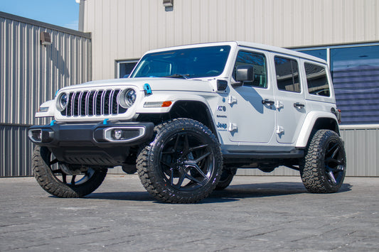 2024 Jeep Wrangler Sahara 4XE with a 2.5" Rough Country lift kit, 22x12 Fuel Flux