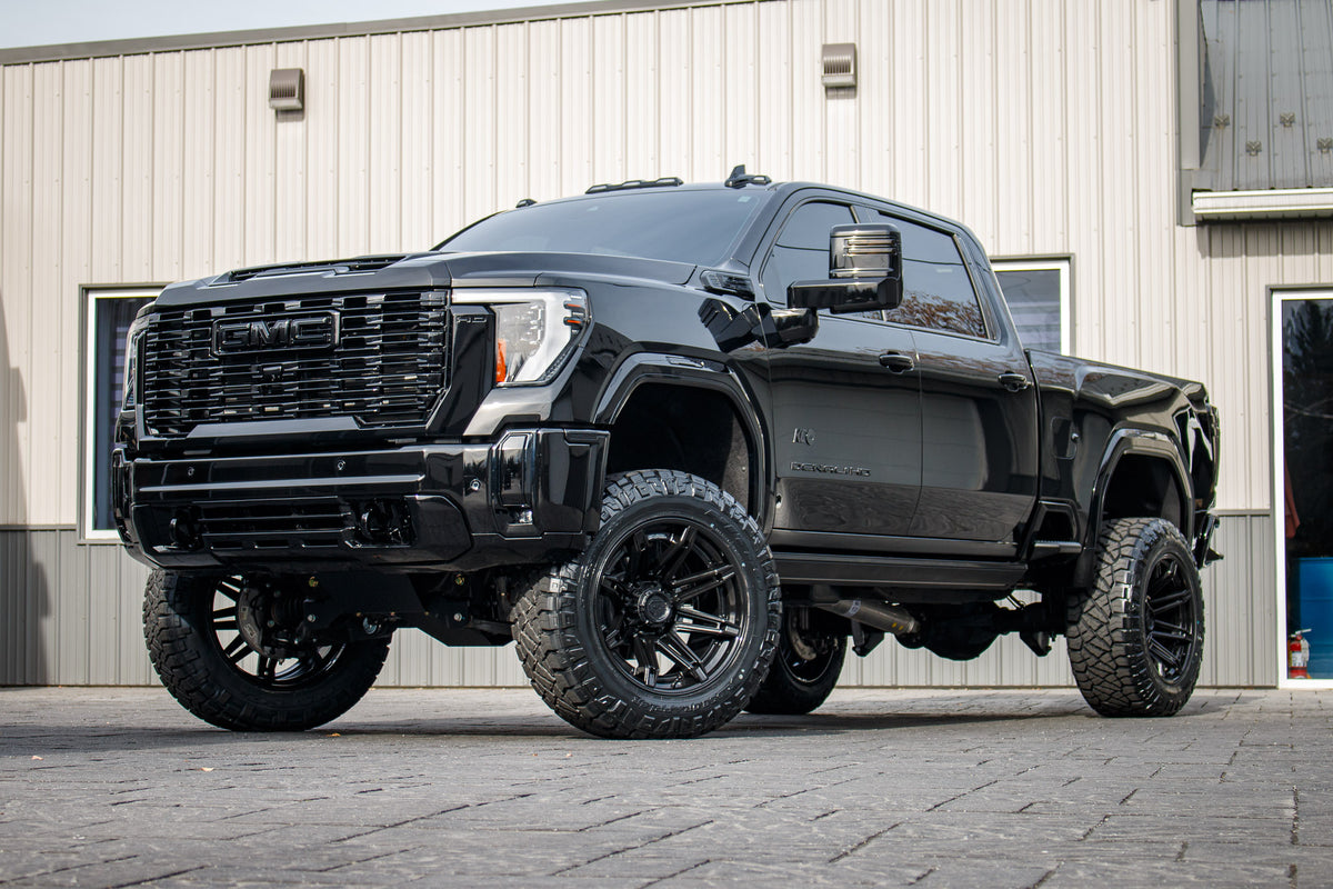 2024 GMC Sierra 3500 Denali Ultimate with a 5" BDS lift kit, 22x12 Fuel Brawl wheels, and 37" Nitto Ridge Grappler tires.