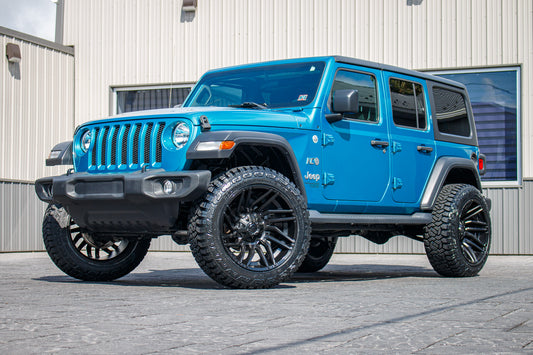 2020 Jeep Wrangler Unlimited Sport S with a 2.5" Rough Country lift kit, 22x12 Fuel Typhoon wheels, and 35" Fury Country Hunter R/T tires.