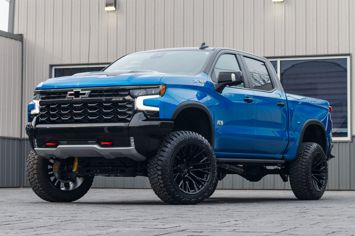 2023 Chevrolet Silverado 1500 ZR2 with a 4" ReadyLift lift kit, 22x12 Fuel Rebar wheels, and 35" Fury Country Hunter R/T tires.