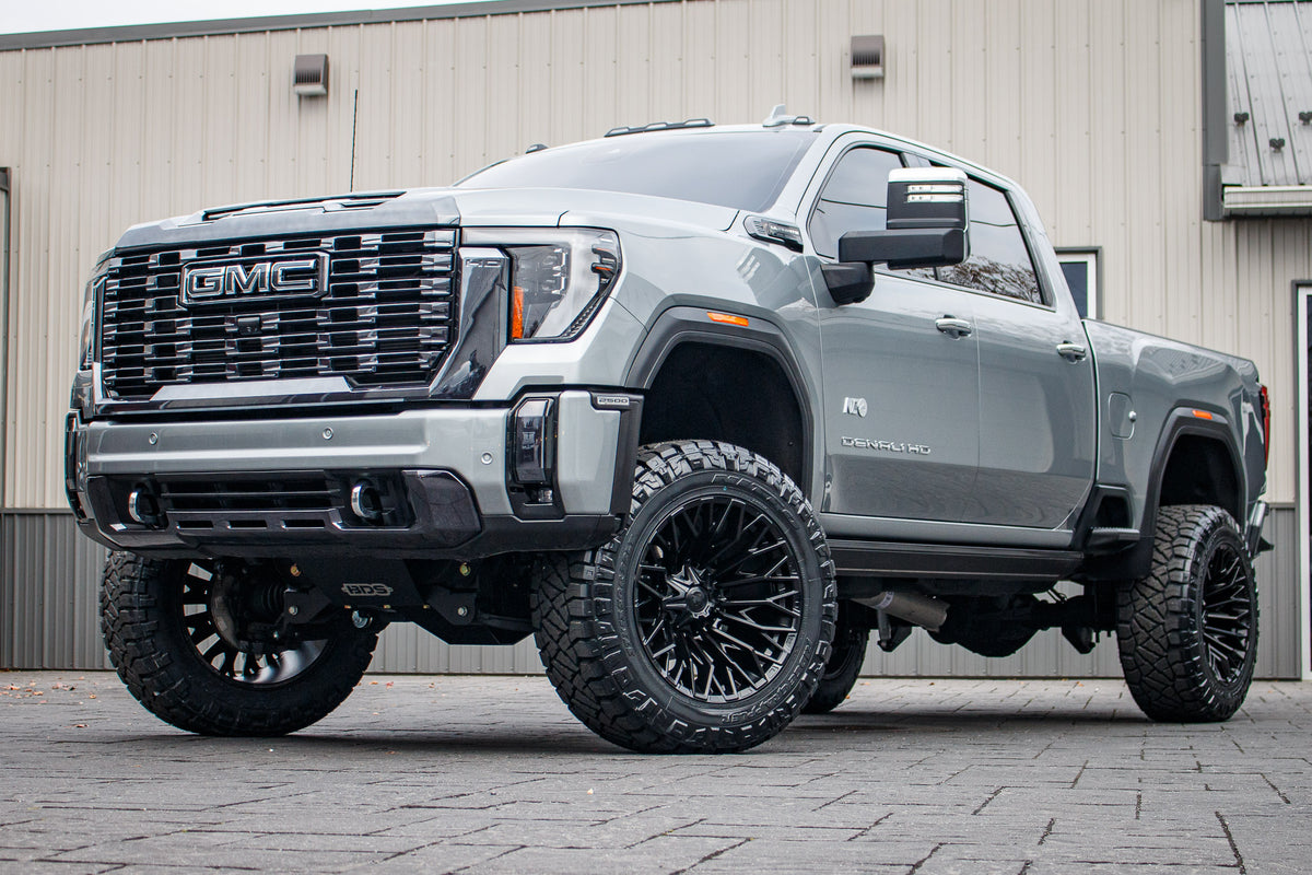 2024 GMC Sierra 2500 Denali Ultimate with a 5" BDS lift kit, 22x12 Fuel Brawl wheels, and 37" Nitto Ridge Grappler tires.