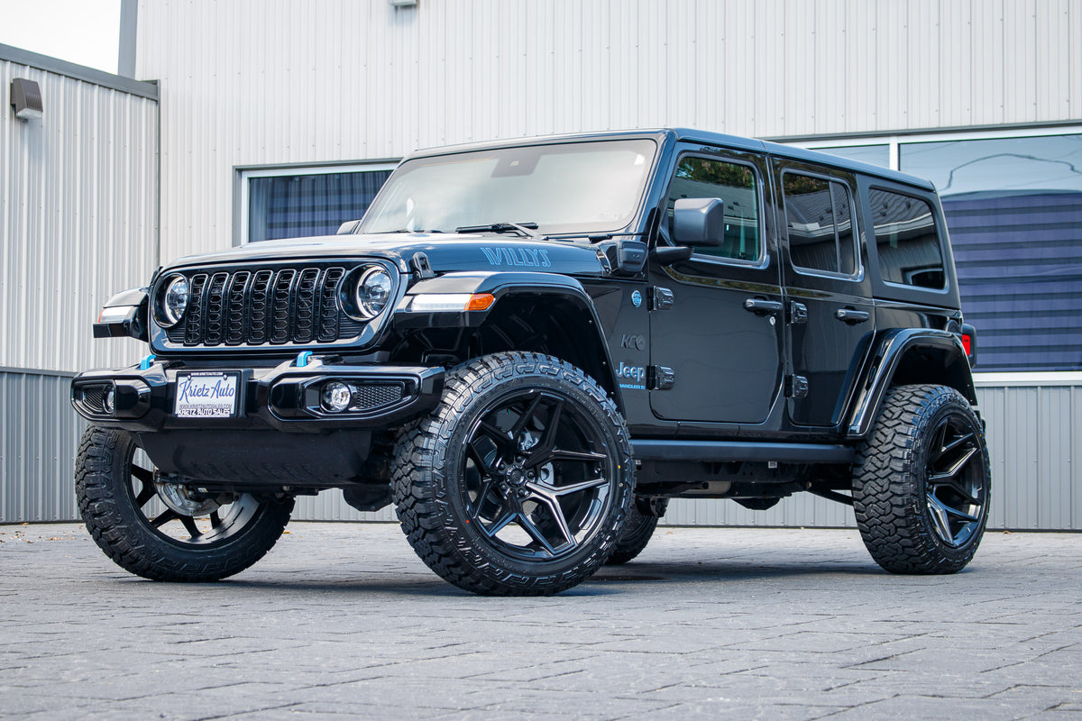 2024 Jeep Wrangler Unlimited Willys 4XE with a 2.5" Rough Country lift kit, 22x12 Fuel Flux wheels, and 35" Fury Country Hunter R/T tires.