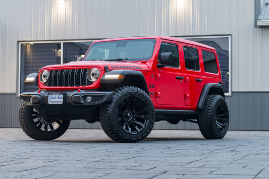 2024 Jeep Wrangler with Jeep Stock suspension, 22x12 Fuel Blitz wheels, and 35" Fury Country Hunter R/T tires.