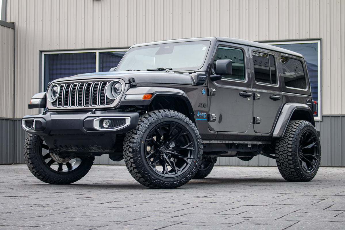 2025 Jeep Wrangler Sahara 4XE with a 2.5" Rough Country lift kit, 22x12 Fuel Flame wheels, and 35" Fury Country Hunter R/T tires.