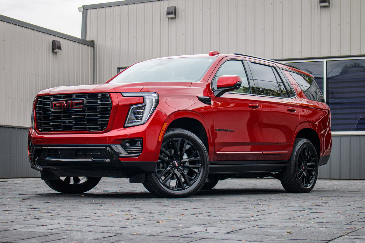 2026 GMC Yukon Denali with GMC Factory suspension, 22x9 GMC Stock wheels, and 275/50 Bridgestone Alenza tires.