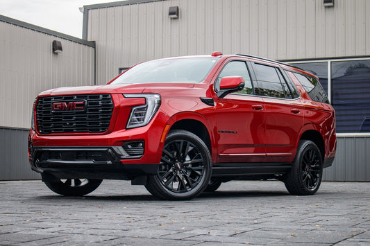 2026 GMC Yukon Denali with GMC Factory suspension, 22x9 GMC Stock wheels, and 275/50 Bridgestone Alenza tires.