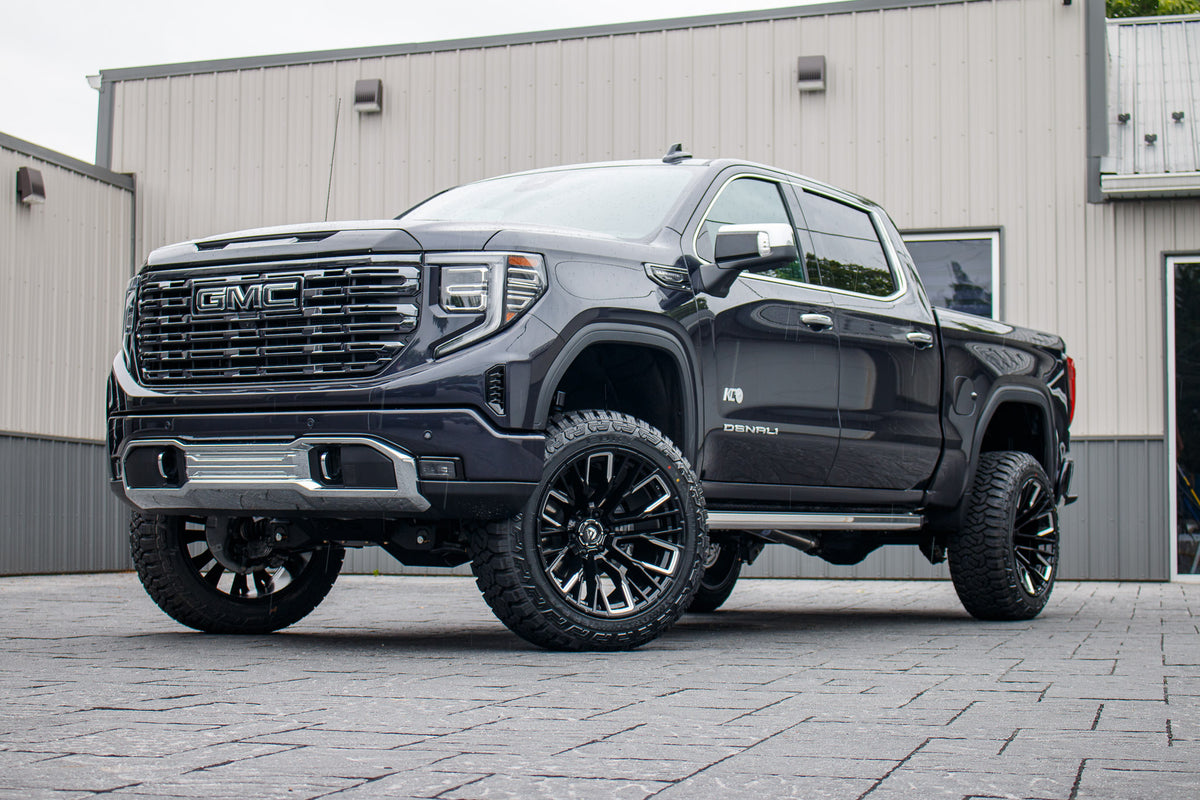 2025 GMC Sierra 1500 Denali Ultimate with a 6" BDS lift kit, 22x12 Fuel Rebar wheels, and 35" Fury Country Hunter R/T tires.