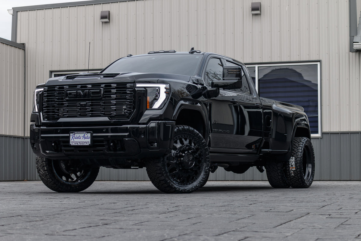2025 GMC Sierra 3500 Denali Ultimate with a 3" Cognito leveling kit, 24x8.25 American Force Business wheels, and 315/45 Nitto Ridge Grappler tires.