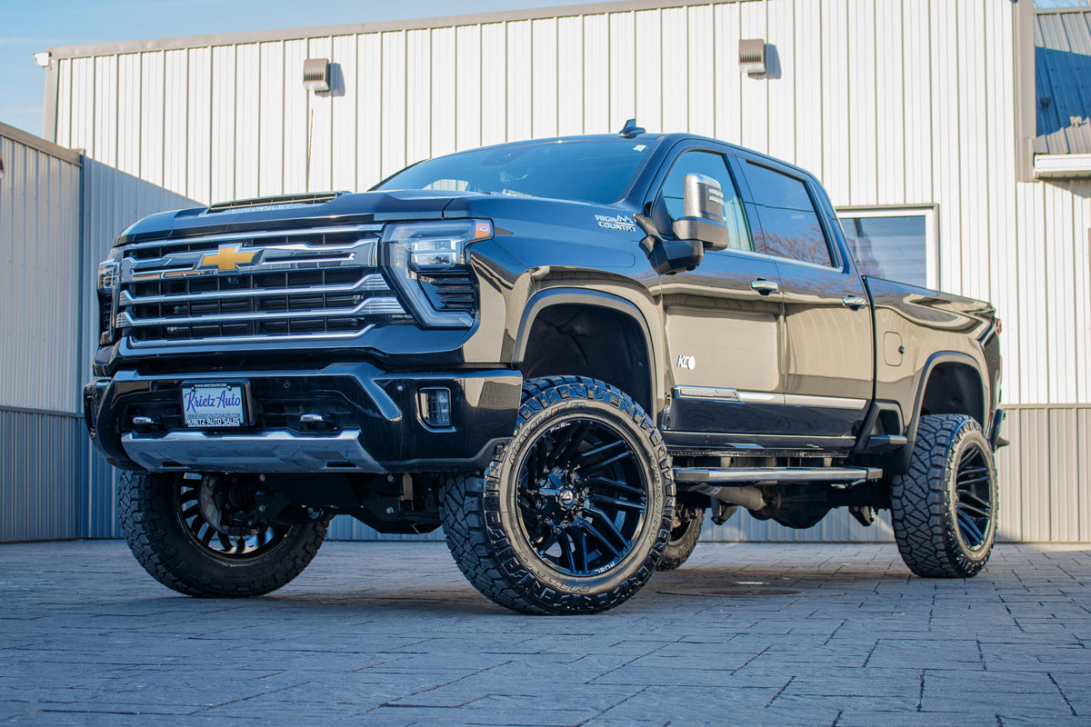 2024 Chevrolet Silverado 3500 High Country with a 5" BDS lift kit, 22x12 Fuel Typhoon wheels, and 37" Nitto Ridge Grappler tires.