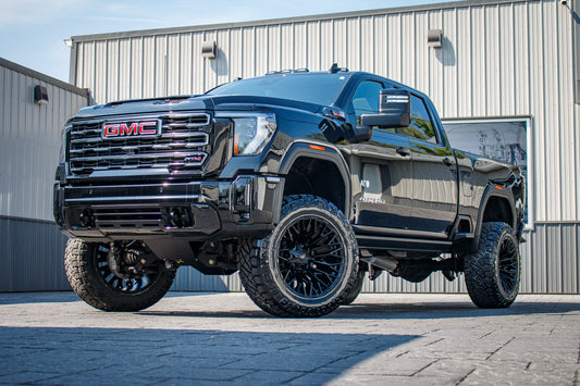 2023 GMC Sierra 1500 Pro with a 6" Rough Country lift kit, 22x12 Fuel Flux wheels, and 35" Fury Country Hunter R/T tires.