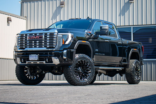 2025 GMC Sierra 2500 Denali with a 5" BDS lift kit, 22x12 Fuel Strike wheels, and 37" Nitto Ridge Grappler tires.