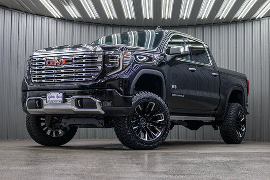 2025 GMC Sierra 1500 Denali with a 6" Rough Country lift kit, 22x12 Fuel Rebar wheels, and 35" Fury Country Hunter R/T tires.