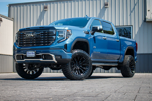 2025 GMC Sierra 1500 Denali Ultimate with a 6" BDS lift kit, 22x12 Fuel Rebar wheels, and 35" Avix Trailtek R/T tires.