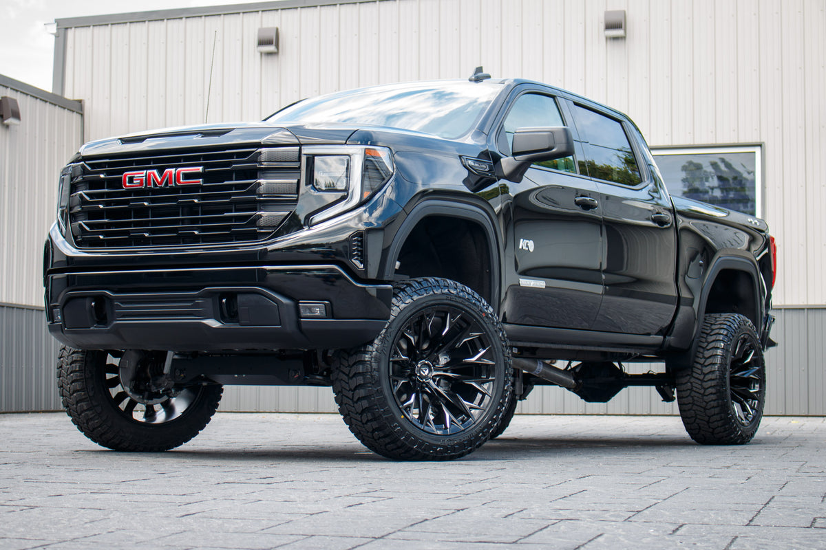 2025 GMC Sierra 1500 Elevation with a 6" Rough Country lift kit, 22x12 Fuel Flame wheels, and 35" Avix Trailtek R/T tires.