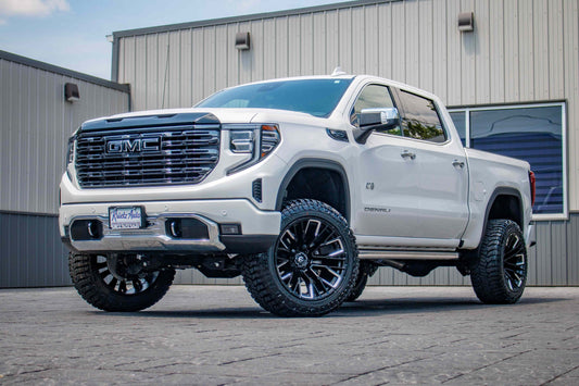 2025 GMC Sierra 1500 Denali Ultimate with a 6" BDS lift kit, 22x12 Fuel Rebar wheels, and 35" Avix Trailtek R/T tires.