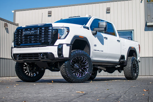 2025 GMC Sierra 2500 Denali Ultimate with a 5" BDS lift kit, 22x12 Fuel Strike wheels, and 37" Nitto Ridge Grappler tires.