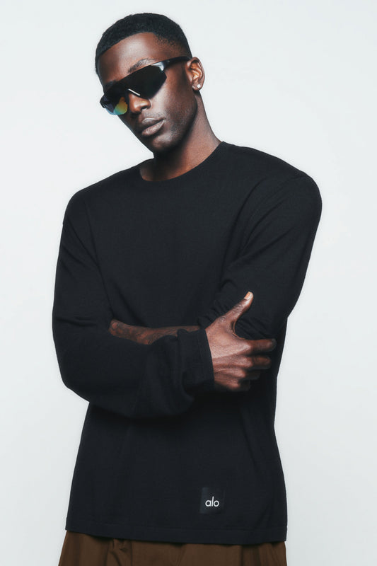 Cashmere Blend Ever Soft Long Sleeve Crew - Black