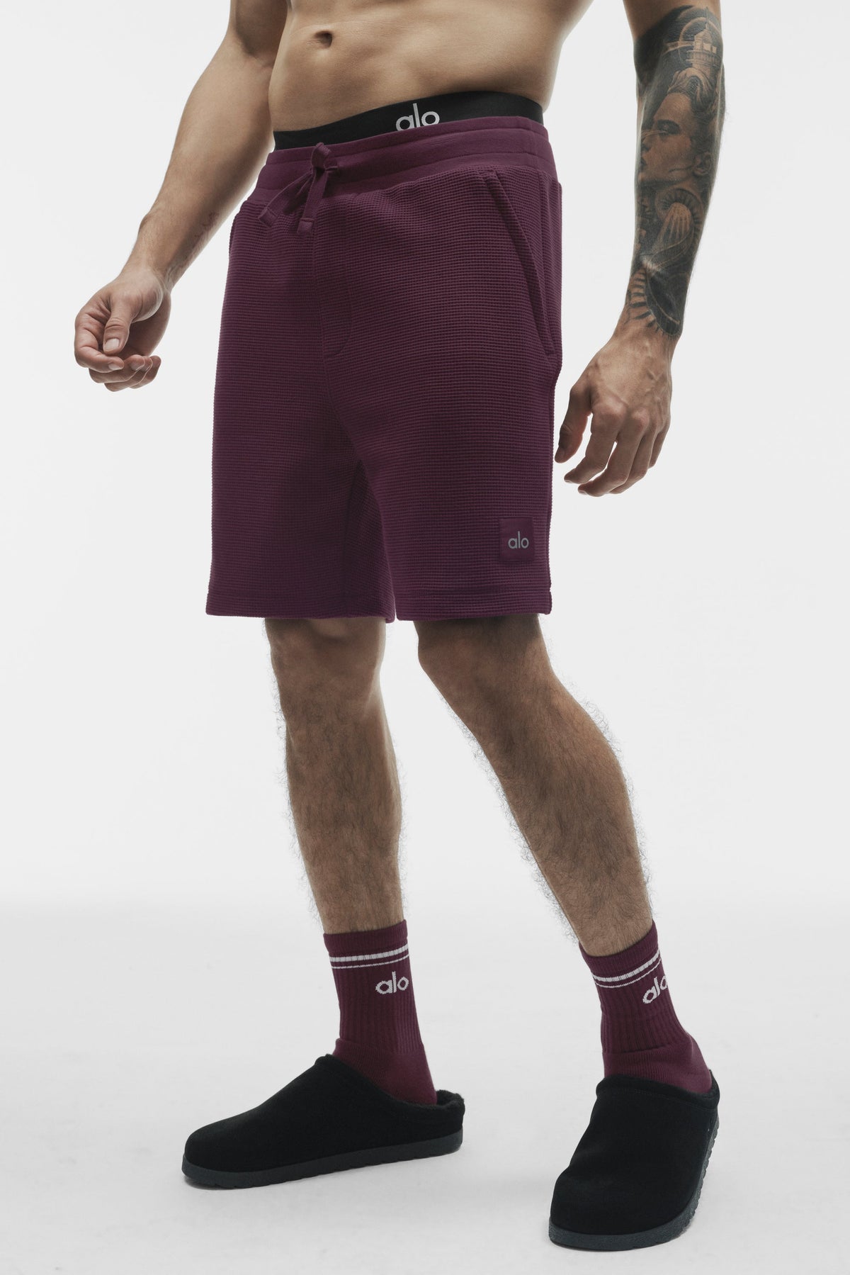 7" Waffle Lounge Short - Rich Bordeaux