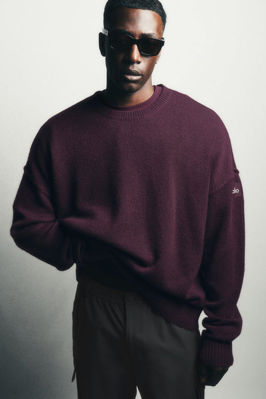 Unisex Wool Cashmere New Class Crewneck Sweater - Rich Bordeaux