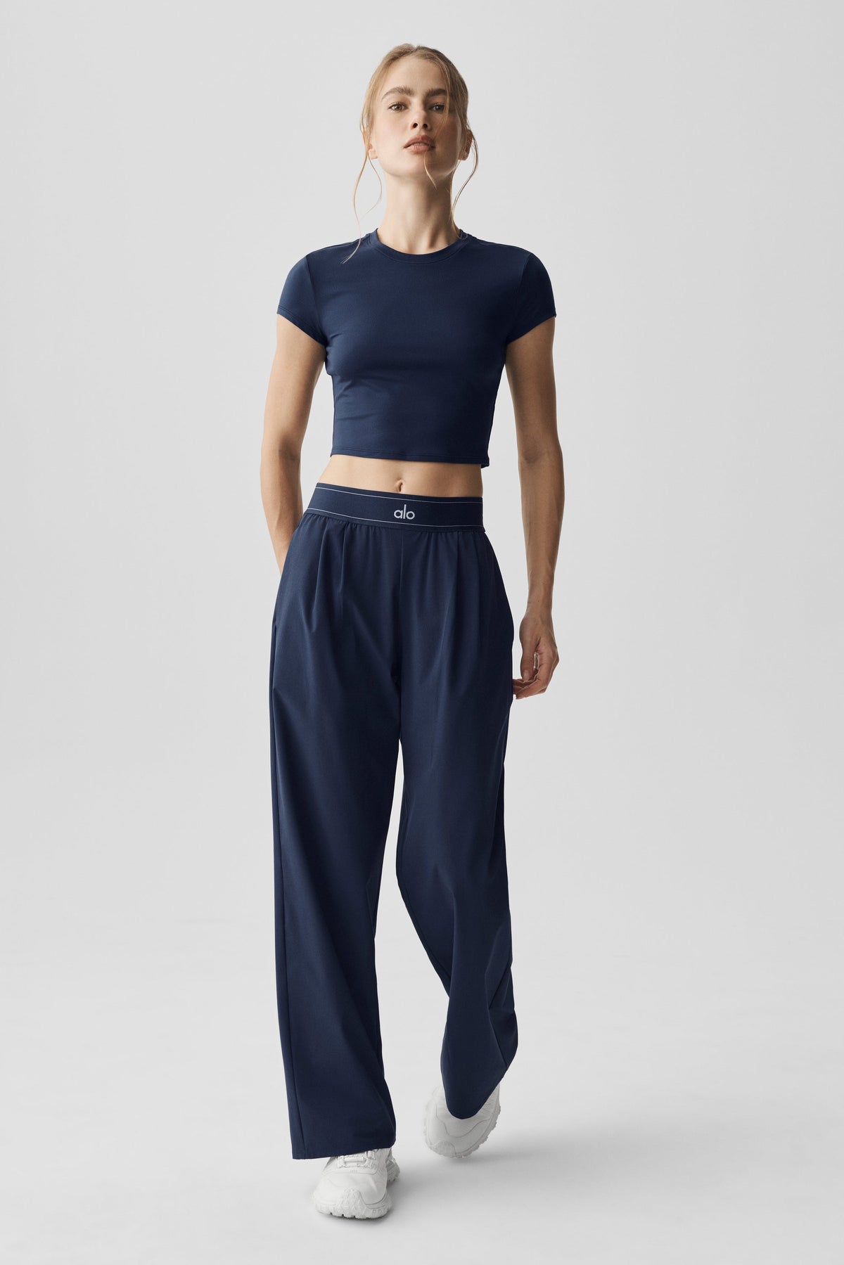 Alosoft Crop Finesse Short Sleeve - Navy