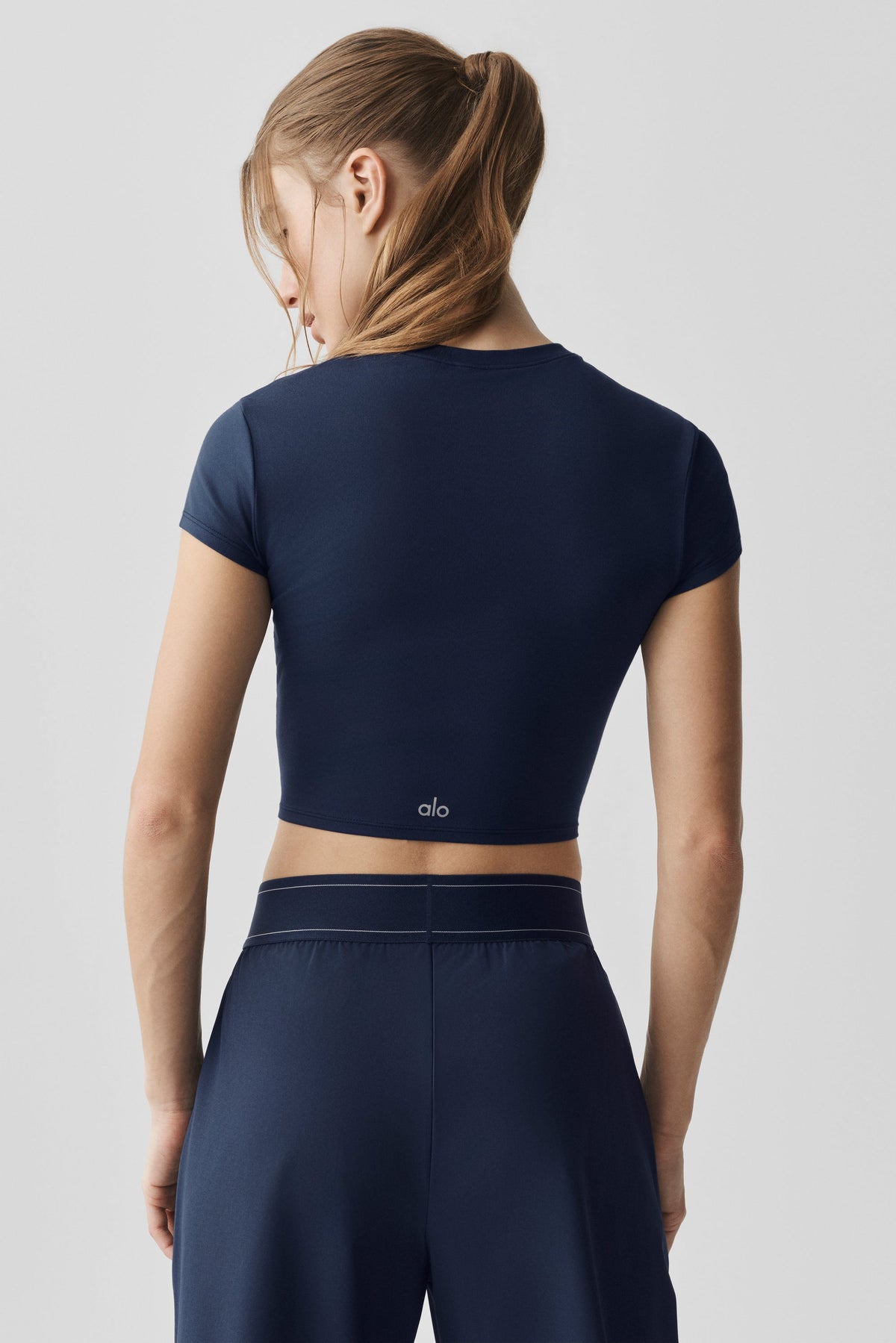 Alosoft Crop Finesse Short Sleeve - Navy