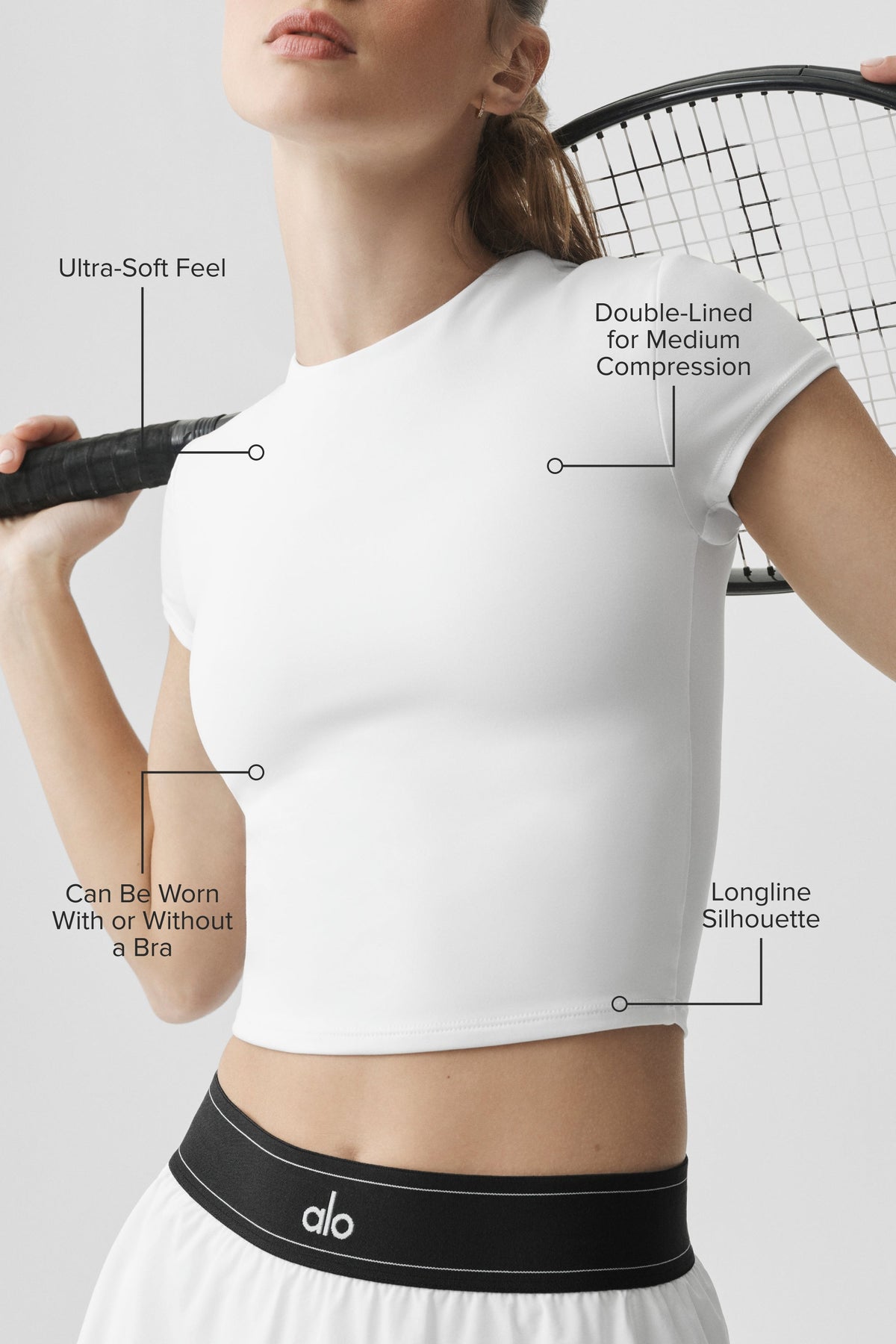 ALO Softsculpt Precision Short Sleeve Top - White