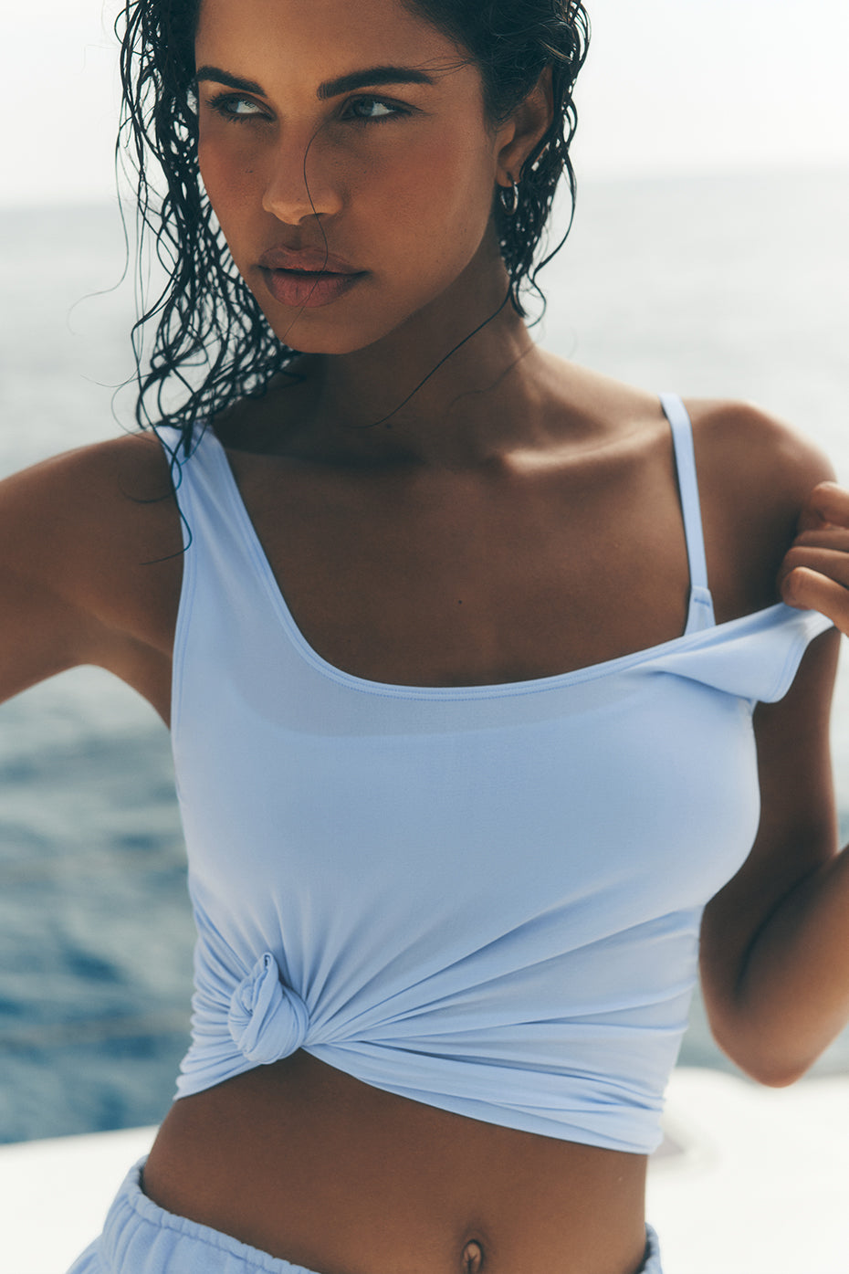 Sheer Glow Tank - Seashell Blue