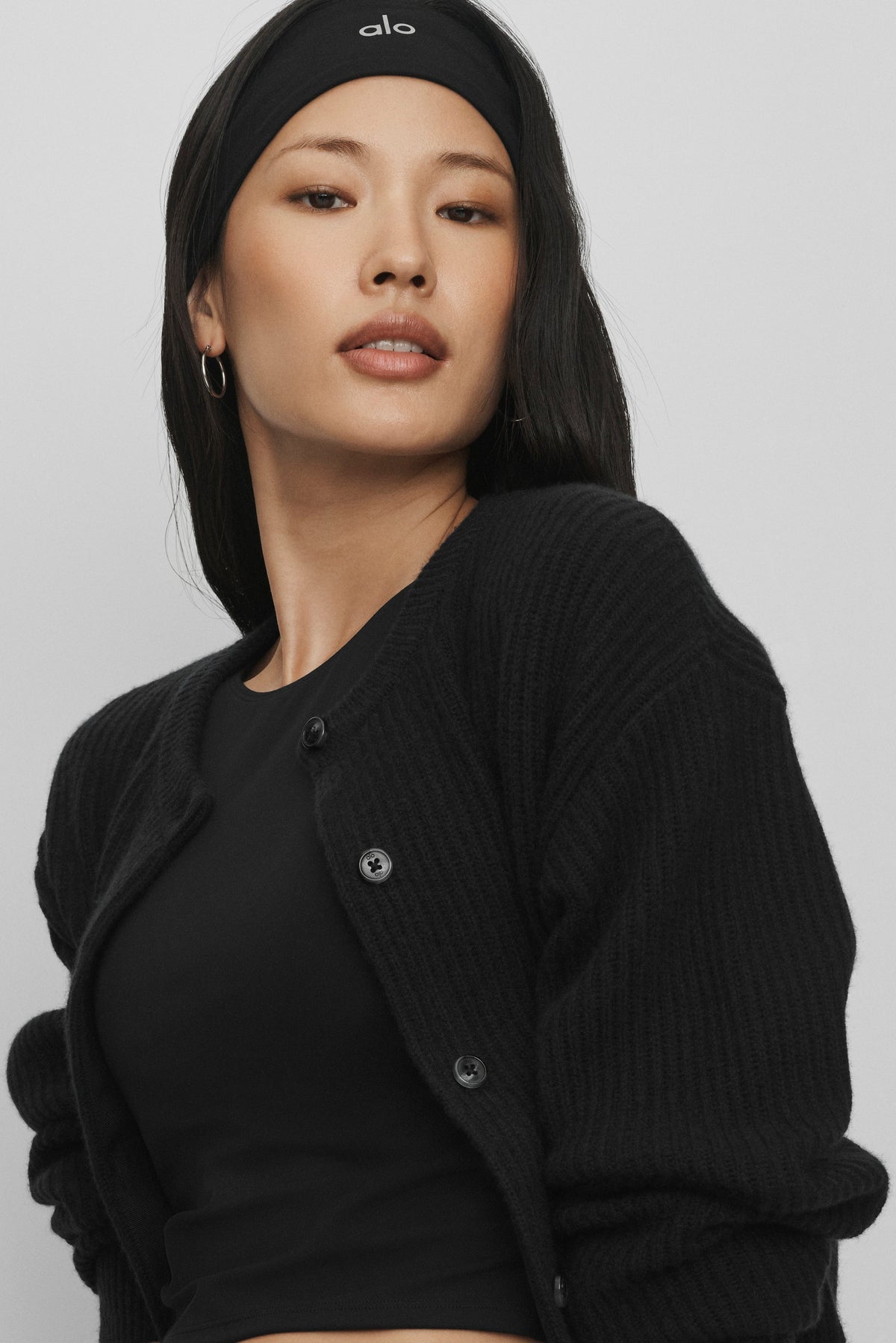 Cashmere Wool Harmony Cardigan - Black