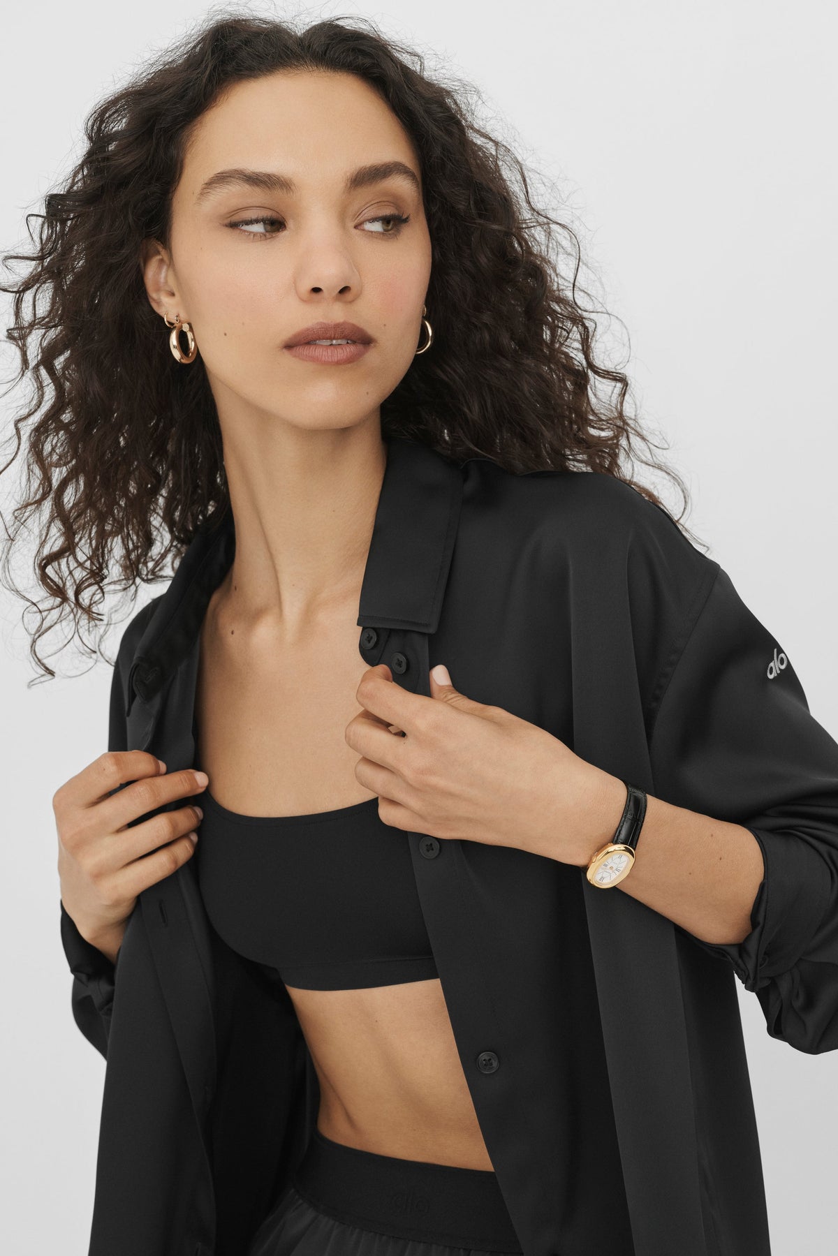 Satin Smooth Talker Button Up - Black