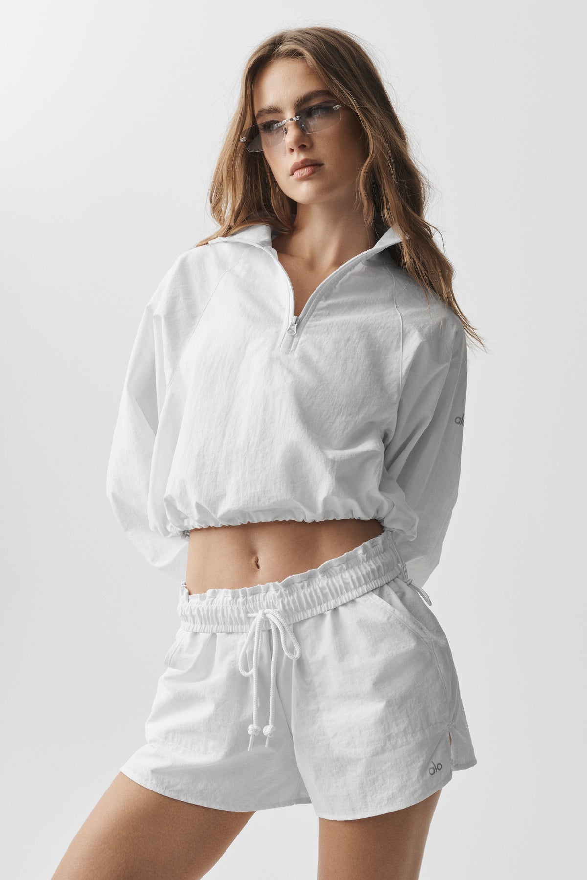 Cropped 1/4 Zip Alumni Pullover - White