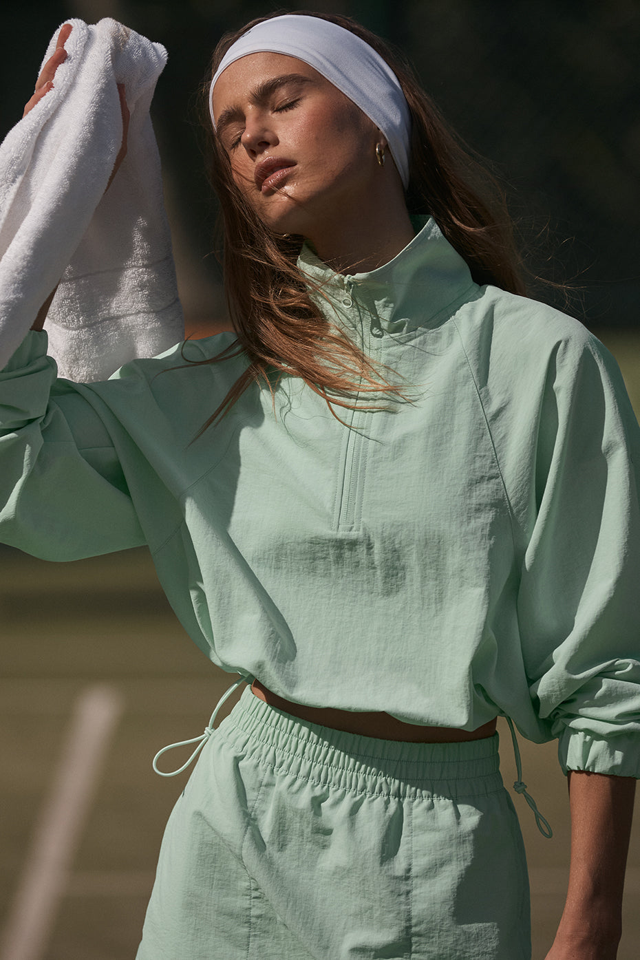 Cropped 1/4 Zip Alumni Pullover - Spearmint