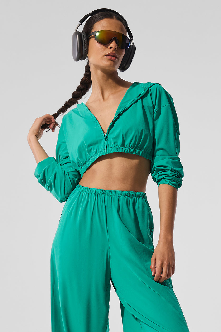 Cropped AloBreezy Full-Zip Hoodie - Spruce Green