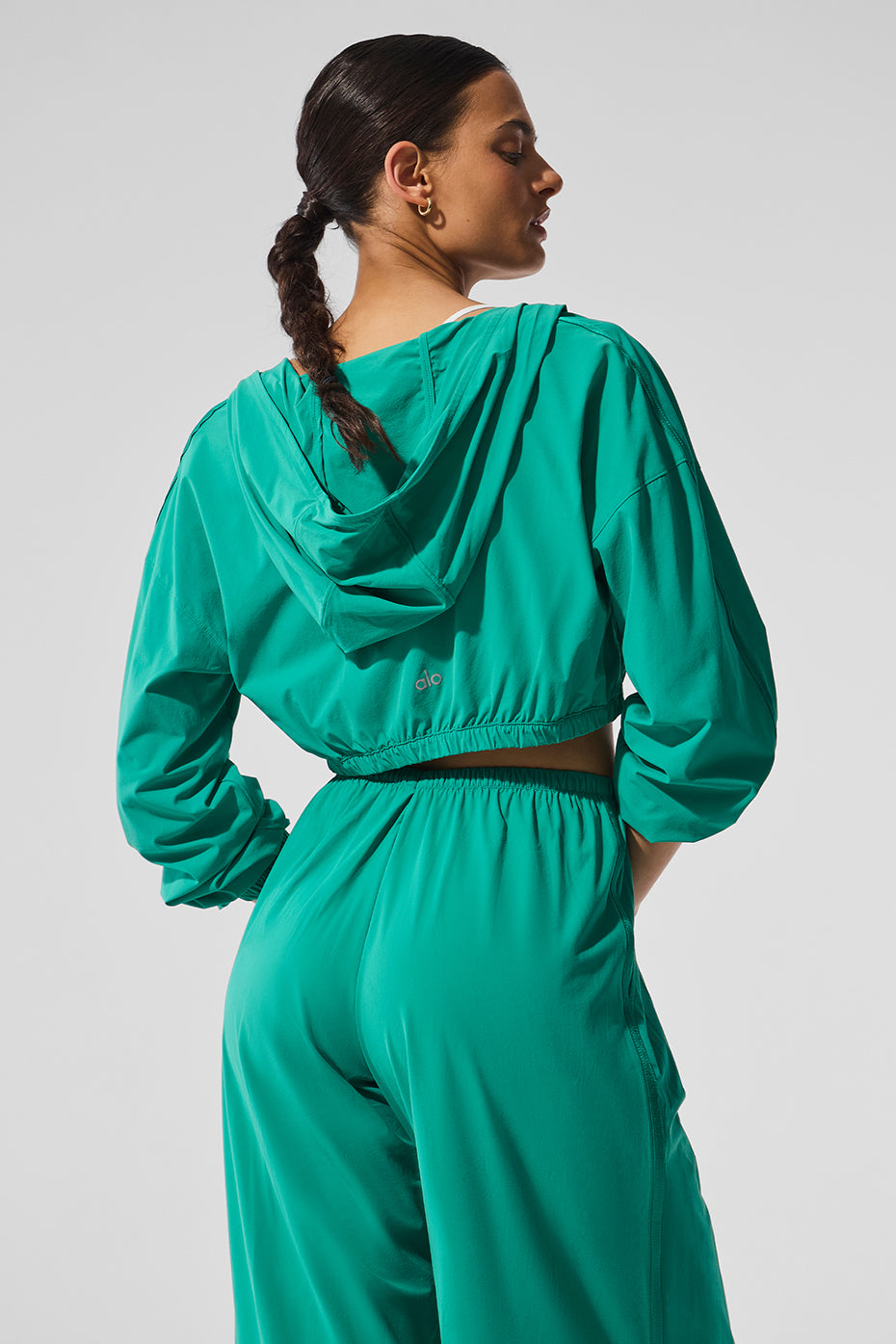 Cropped AloBreezy Full-Zip Hoodie - Spruce Green