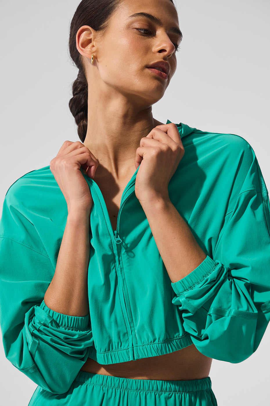 Cropped AloBreezy Full-Zip Hoodie - Spruce Green