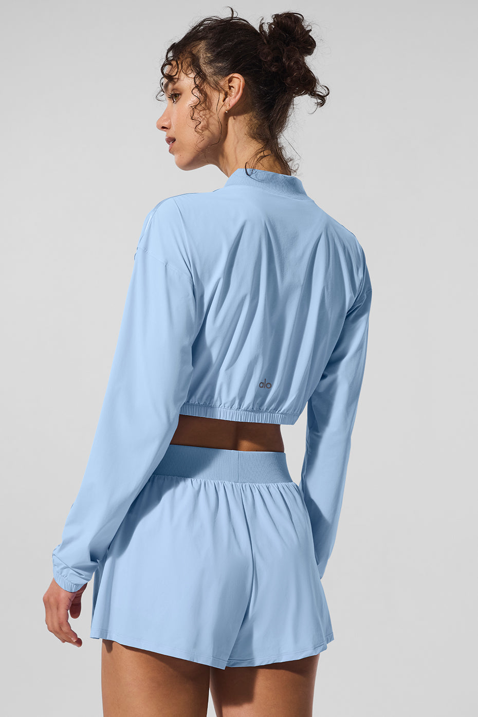 Cropped AloBreezy Full-Zip Cover Up - Seashell Blue