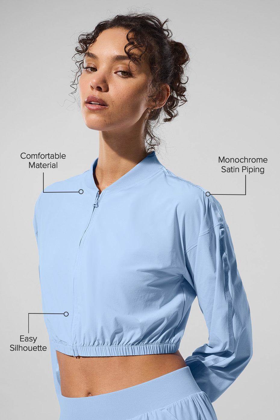 Cropped AloBreezy Full-Zip Cover Up - Seashell Blue
