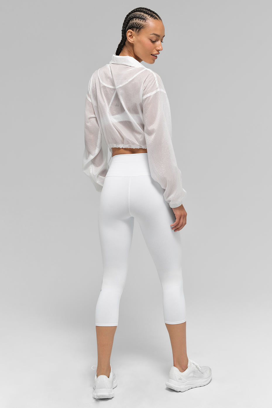 High-Waist Airbrush Capri - White